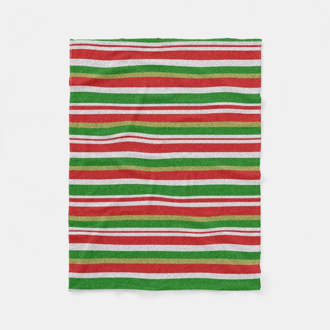 Christmas Candy Cane Stripe Fleece Blanket (Front)