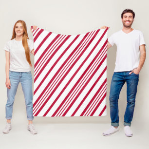 Christmas Candy Cane Stripe Fleece Blanket