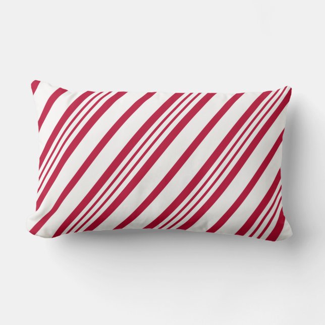 Christmas Candy Cane Stripe Lumbar Cushion (Front)