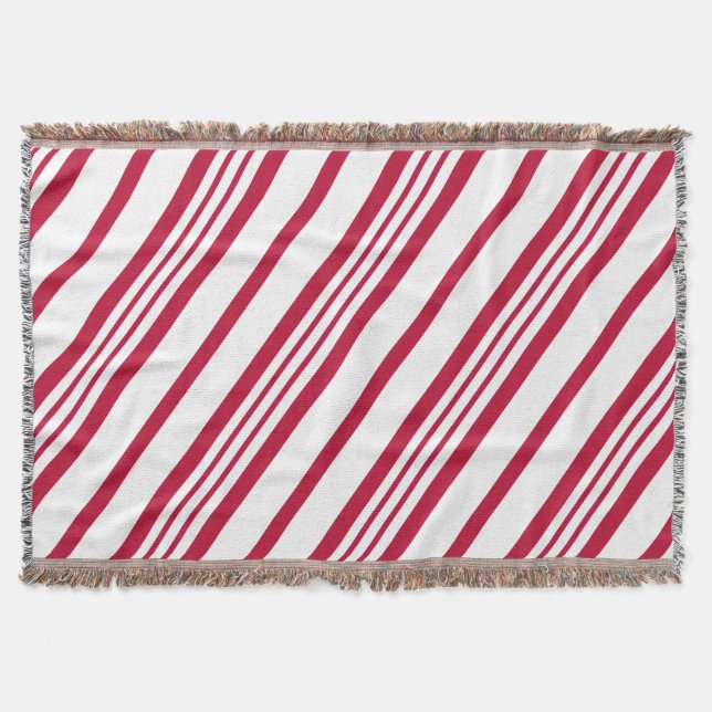 Christmas Candy Cane Stripe Throw Blanket (Front)