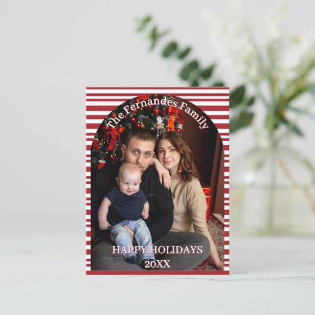 Christmas Candy Cane Stripes Cutsom Postcard (Standing Front)