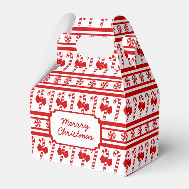 Christmas Candy Cane Stripes Favour Box (Front Side)