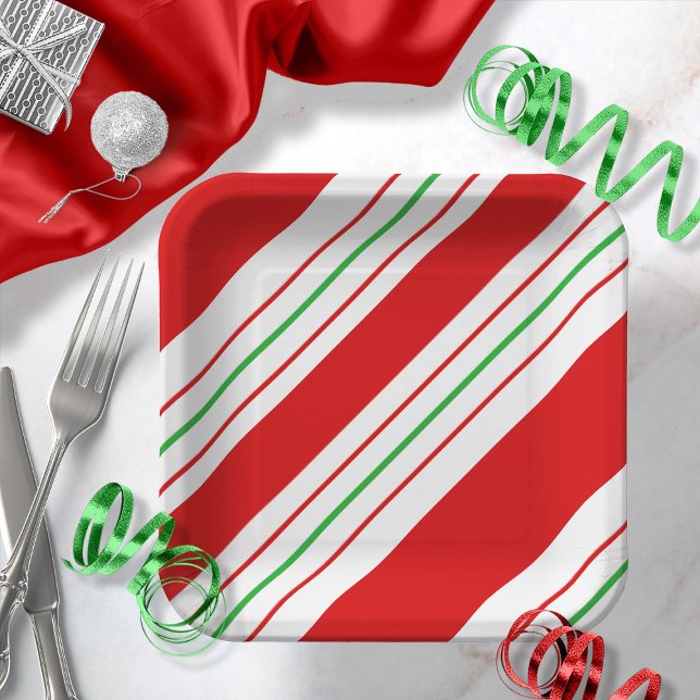 Christmas Candy Cane Stripes ID259 Paper Plate (Creator Uploaded)