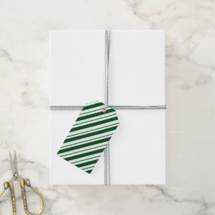 Christmas Candy Cane Stripes in Green and White Gift Tags
