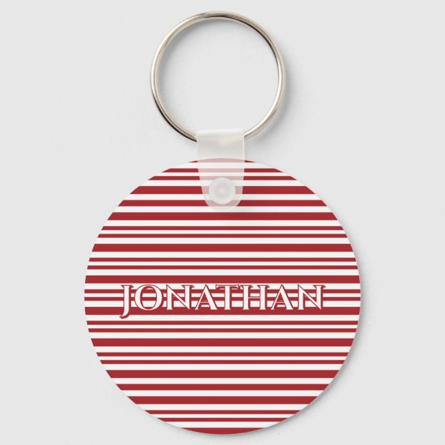 Christmas Candy Cane Stripes Key Ring (Front)
