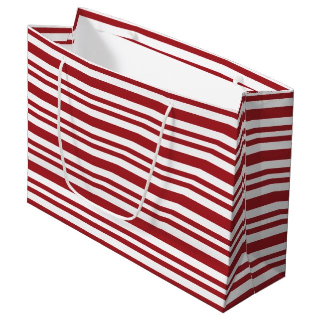 Christmas Candy Cane Stripes Large Gift Bag (Front Angled)