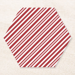 Christmas Candy Cane Stripes Paper Coaster