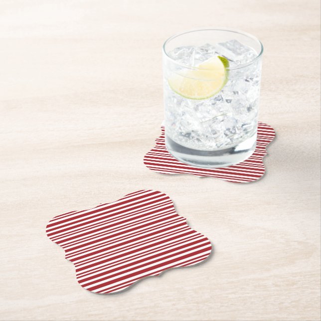 Christmas Candy Cane Stripes Paper Coaster (Insitu)