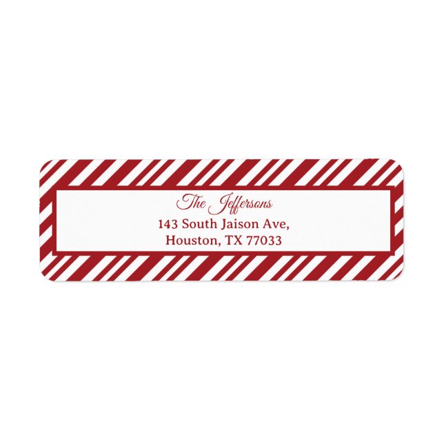 Christmas Candy Cane Stripes Return Address Label (Front)