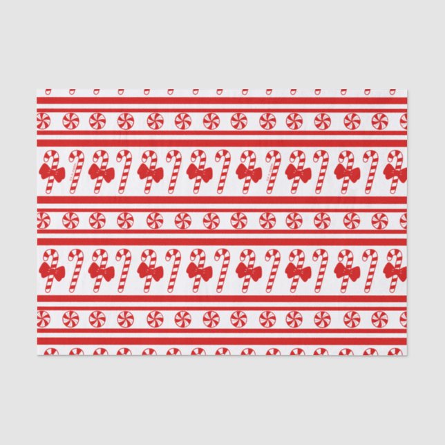 Christmas Candy Cane Stripes Tissue Paper (Front)