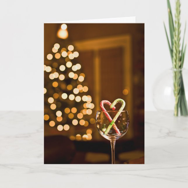 Christmas Candy Cane Wine Card (Front)