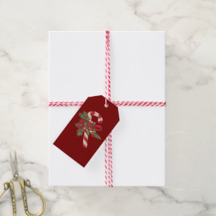 Christmas Candy Cane With Decorative Ribbon Gift Tags
