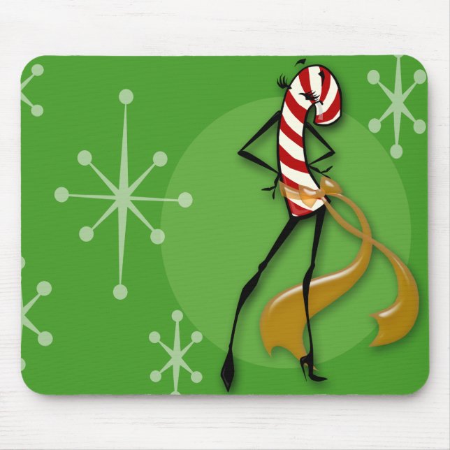 CHRISTMAS CANDY CANE WOMAN MOUSE PAD (Front)