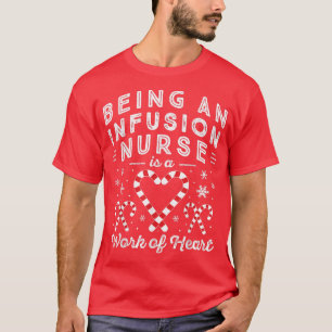 Christmas Candy Cane Work Heart Women Men NP Infus T-Shirt