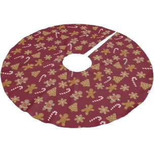 Christmas Candy Canes and Gingerbread Cookies Brushed Polyester Tree Skirt