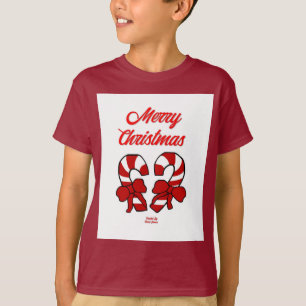 Christmas Candy Canes Boys Maroon Basic T Shirt