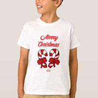 Christmas Candy Canes Boys White Basic T Shirt