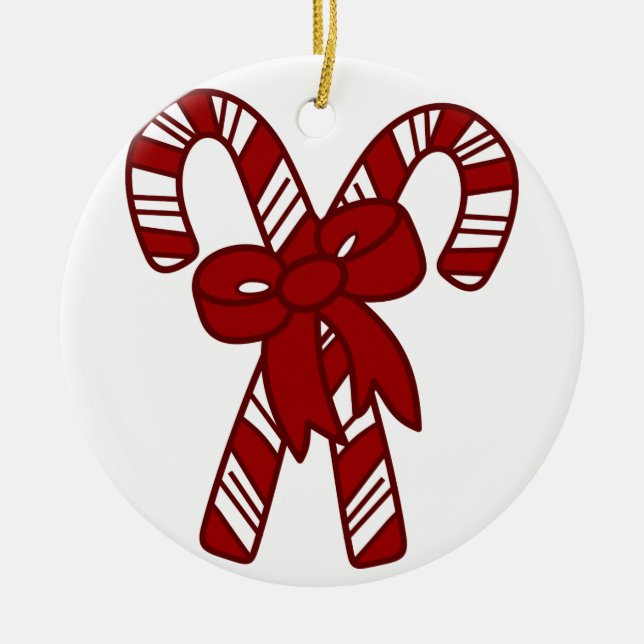 Christmas Candy Canes Ceramic Tree Decoration (Front)