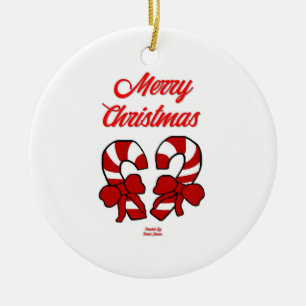 Christmas Candy Canes Circle Ornament
