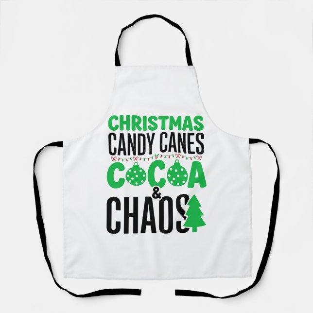 Christmas Candy Canes Cocoa Chaos Design Apron (Front)