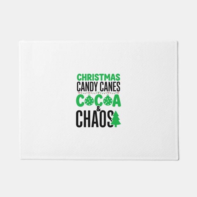 Christmas Candy Canes Cocoa Chaos Design Doormat (Front)