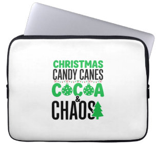 Christmas Candy Canes Cocoa Chaos Design Laptop Sleeve