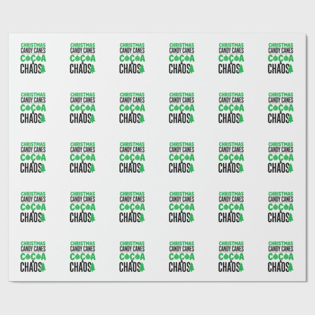 Christmas Candy Canes Cocoa Chaos Design Wrapping Paper (Flat)