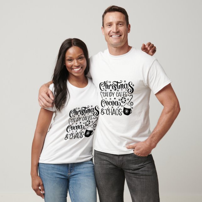 Christmas Candy Canes Cocoa & Chaos T-Shirt (Unisex)
