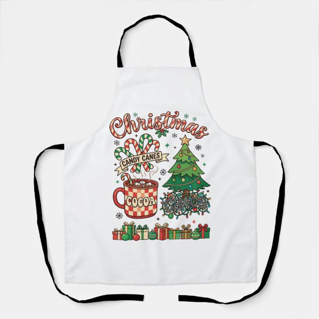 Christmas Candy Canes Cocoa Chaos Tree Mug Present Apron (Front)