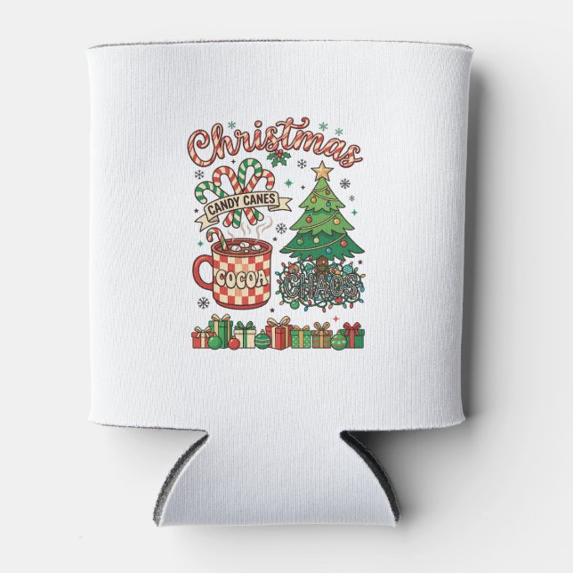 Christmas Candy Canes Cocoa Chaos Tree Mug Present Can Cooler (Front)