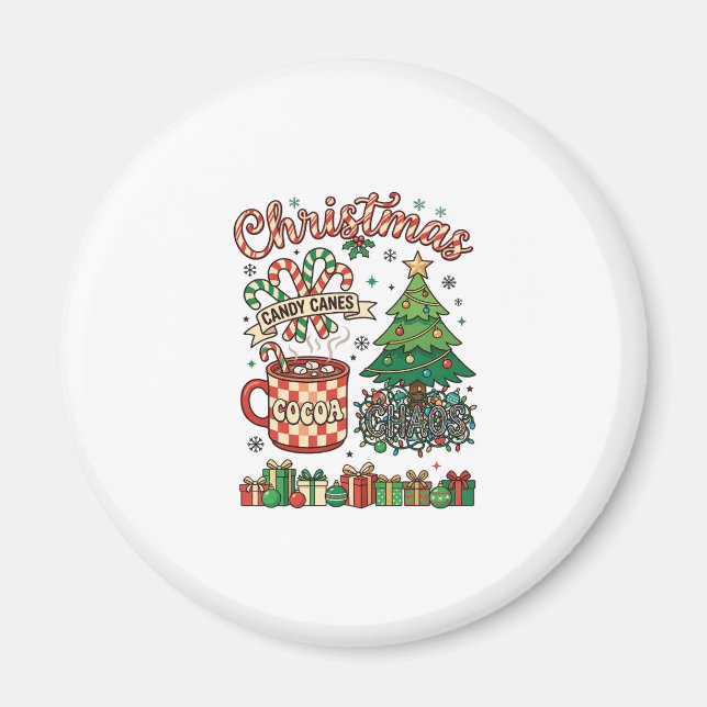 Christmas Candy Canes Cocoa Chaos Tree Mug Present Magnet (Front)