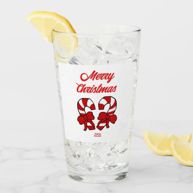 Christmas Candy Canes Glass Tumbler (Front Ice)