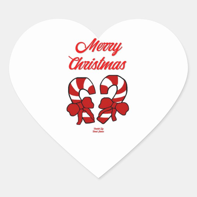 Christmas Candy Canes Heart Sticker (Front)