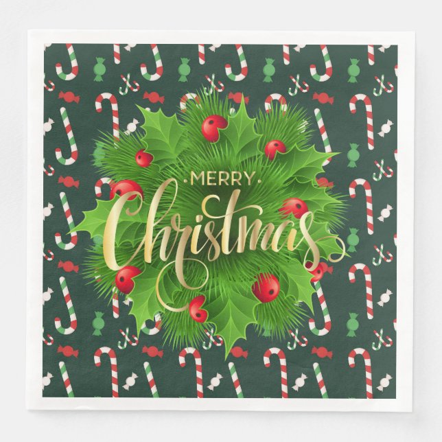 Christmas Candy Canes Napkin (Front)