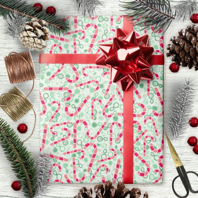 Christmas-Candy Canes on Paisley Texture Wrapping Paper Sheet (Christmas-Candy Canes on Paisley Texture Wrapping Paper Sheets by Leapfroglisics Shop)