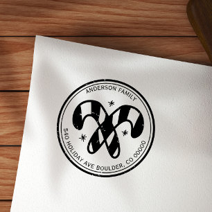 Christmas Candy Canes Personalized  Rubber Stamp