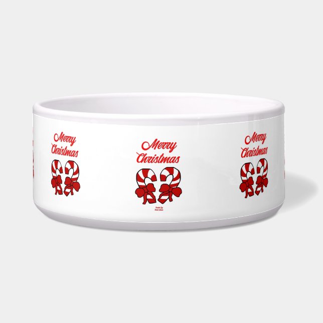 Christmas Candy Canes Pet Bowl (Front)
