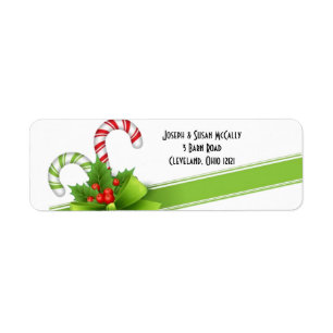 Christmas Candy Canes Return Address Labels