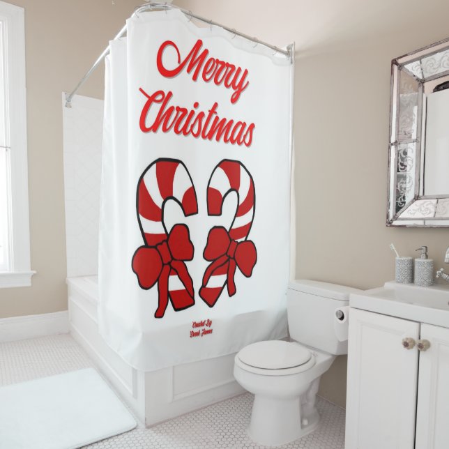 Christmas Candy Canes Shower Curtain (In Situ)