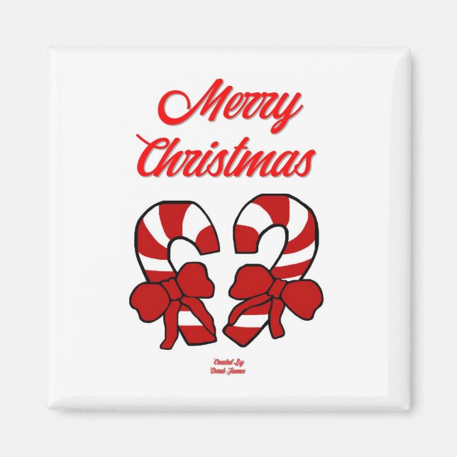 Christmas Candy Canes Square 2 Inch Magnet (Front)