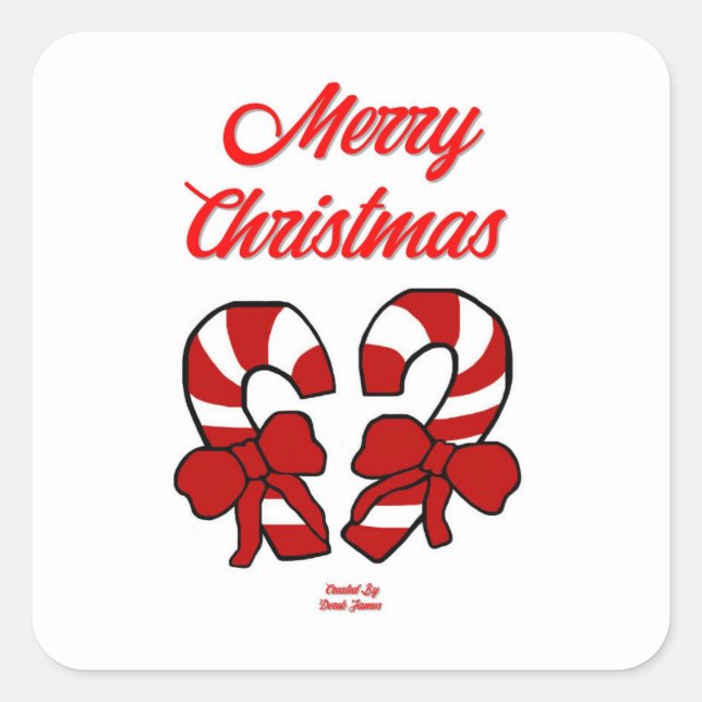 Christmas Candy Canes Square Sticker (Front)