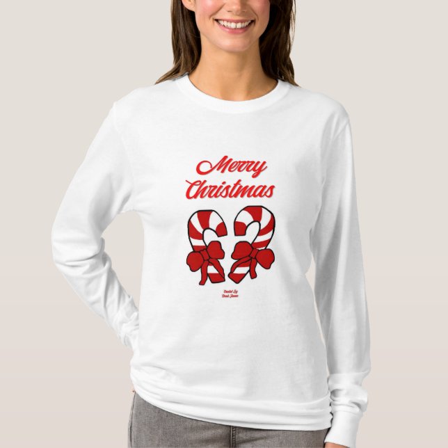 Christmas Candy Canes Women's Long Sleeve Shirt (Front)