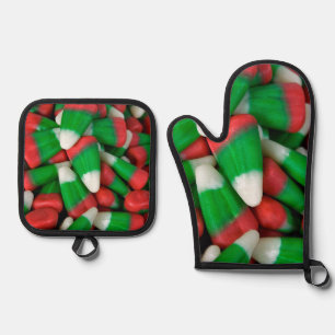 Christmas Candy Corn Oven Mitt & Pot Holder Set