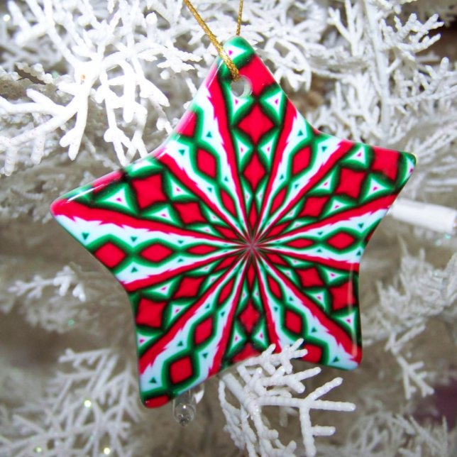 Christmas Candy Kaleidoscope Ceramic Tree Decoration (Christmas Candy Kaleidoscope Ceramic Star Shaped Ornament)