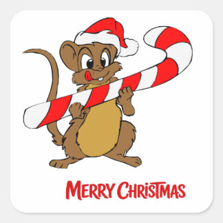 Christmas-Candy Mouse Square Sticker