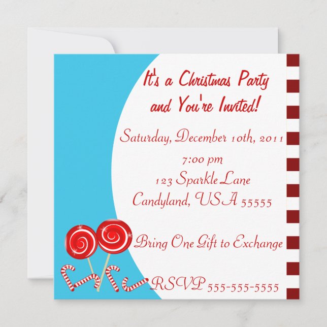 Christmas Candy Party Invitation (Front)