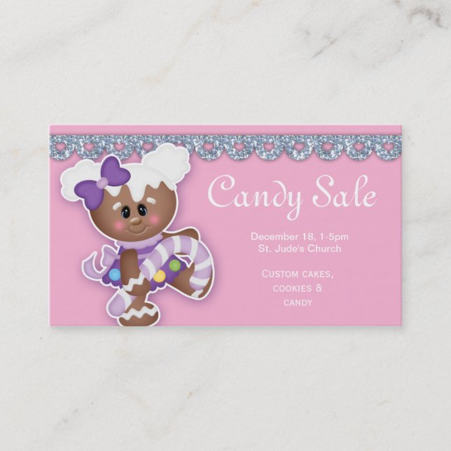 Christmas Candy Sale Business Card Gingerbread (Front)