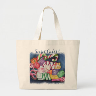 CHRISTMAS CANDY SECRET GIFTS LARGE TOTE BAG