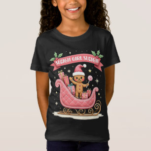Christmas Candy Sleigh Girl Gingerbread Holiday T-Shirt