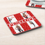 Christmas Candy Sprinkle 4 Photo Collage Coaster<br><div class="desc">Christmas Candy Sprinkle 4 Photo Collage Personalised design with name</div>